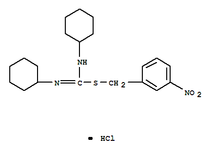 Molecular Structure of 15260-32-9 (Pseudourea,1,3-dicyclohexyl-2-(m-nitrobenzyl)-2-thio-, monohydrochloride (8CI))