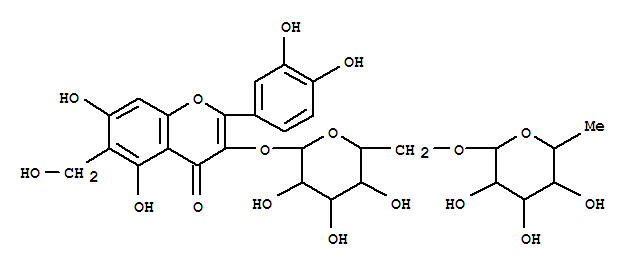 4H-1-Benzopyran-4-one,3-[[6-O-(6-deoxy-a-L-mannopyranosyl)-b-D-glucopyranosyl]oxy]-2-(3,4-dihydroxyphenyl)-5,7-dihydroxy-6-(hydroxymethyl)-(9CI)