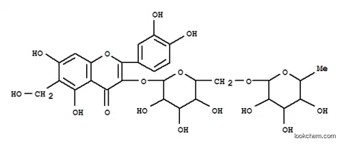 Molecular Structure of 153-17-3 (4H-1-Benzopyran-4-one,3-[[6-O-(6-deoxy-a-L-mannopyranosyl)-b-D-glucopyranosyl]oxy]-2-(3,4-dihydroxyphenyl)-5,7-dihydroxy-6-(hydroxymethyl)-(9CI))