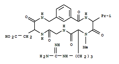 153345-76-7,Cyclo[N2-methyl-L-arginylglycyl-L-a-aspartyl-3-(aminomethyl)benzoyl-D-valyl](9CI),L-Asparticacid, N-[3-(aminomethyl)benzoyl]-D-valyl-N2-methyl-L-arginylglycyl-, cyclic (41®1)-peptide;3,6,9,12,15-Pentaazabicyclo[15.3.1]heneicosane, cyclic peptide deriv.; DMP 757