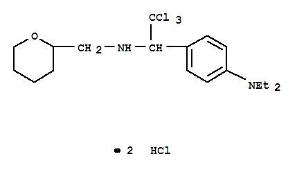 2H-Pyran-2-methanamine,tetrahydro-N-[2,2,2-trichloro-1-[4-(diethylamino)phenyl]ethyl]-, hydrochloride(1:2) cas  15385-75-8