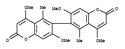 Molecular Structure of 154160-08-4 ([6,6'-Bi-2H-1-benzopyran]-2,2'-dione,4,4',7,7'-tetramethoxy-5,5'-dimethyl-, (6R)-)