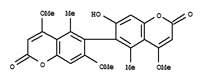 Molecular Structure of 154160-09-5 ([6,6'-Bi-2H-1-benzopyran]-2,2'-dione,7-hydroxy-4,4',7'-trimethoxy-5,5'-dimethyl-, (+)- (9CI))