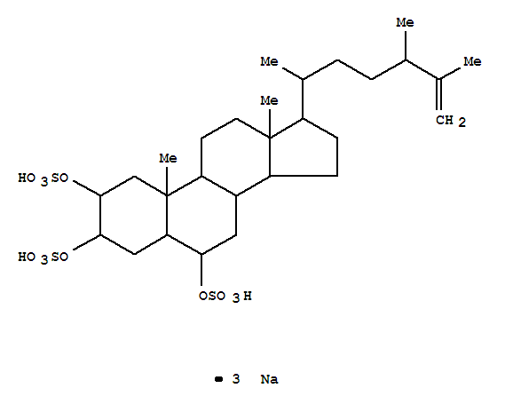 Molecular Structure of 154205-20-6 (Ergost-25-ene-2,3,6-triol,tris(hydrogen sulfate), trisodium salt, (2b,3a,5a,6a,24x)- (9CI))