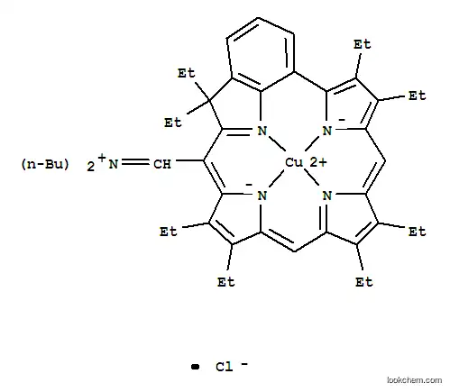 Molecular Structure of 154861-53-7 (Copper(1+),[N-butyl-N-[(5,6,10,11,15,16,22,22-octaethyl-4,7:14,17-diimino-2,21-methano-9,12-nitrilo-12H-1-benzazacyclononadecin-3-yl-kN1,kN23,kN24,kN25)methylene]-1-butanaminiumato(2-)]-,chloride, (SP-4-2)- (9CI))