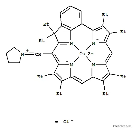 Molecular Structure of 154889-02-8 (Copper(1+),[1-[(5,6,10,11,15,16,22,22-octaethyl-4,7:14,17-diimino-2,21-methano-9,12-nitrilo-12H-1-benzazacyclononadecin-3-yl-kN1,kN23,kN24,kN25)methylene]pyrrolidiniumato(2-)]-,chloride, (SP-4-2)- (9CI))
