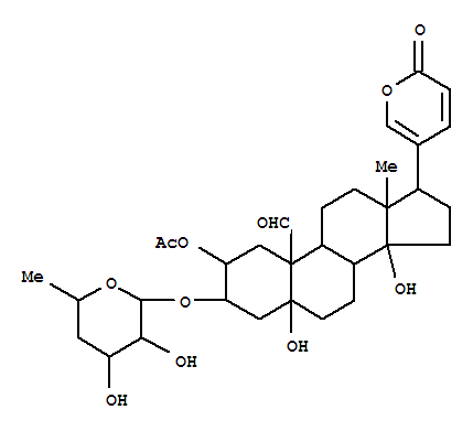 155023-39-5,Bufa-20,22-dienolide,2-(acetyloxy)-3-[(4,6-dideoxy-b-arabino-hexopyranosyl)oxy]-5,14-dihydroxy-19-oxo-, (2b,3b,5b)- (9CI),Kalanchoside