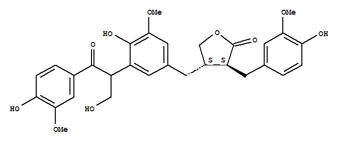 155661-09-9,2(3H)-Furanone,dihydro-4-[[4-hydroxy-3-[2-(4-hydroxy-3-methoxyphenyl)-1-(hydroxymethyl)-2-oxoethyl]-5-methoxyphenyl]methyl]-3-[(4-hydroxy-3-methoxyphenyl)methyl]-,(3R,4R)-rel-,2(3H)-Furanone,dihydro-4-[[4-hydroxy-3-[2-(4-hydroxy-3-methoxyphenyl)-1-(hydroxymethyl)-2-oxoethyl]-5-methoxyphenyl]methyl]-3-[(4-hydroxy-3-methoxyphenyl)methyl]-,(3a,4b)-; Arctignan B