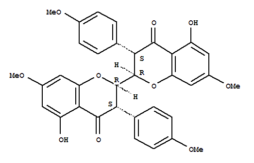 Molecular Structure of 155969-77-0 ([2,2'-Bi-4H-1-benzopyran]-4,4'-dione,2,2',3,3'-tetrahydro-5,5'-dihydroxy-7,7'-dimethoxy-3,3'-bis(4-methoxyphenyl)-,(2R,2'R,3S,3'S)-rel-)