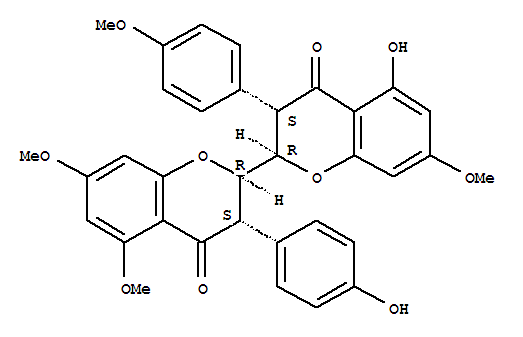 Molecular Structure of 155969-78-1 ([2,2'-Bi-4H-1-benzopyran]-4,4'-dione,2,2',3,3'-tetrahydro-5-hydroxy-3'-(4-hydroxyphenyl)-5',7,7'-trimethoxy-3-(4-methoxyphenyl)-,(2R,2'R,3S,3'S)-rel-)