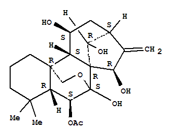 Molecular Structure of 155969-81-6 (Kaur-16-ene-6,7,11,14,15-pentol,7,20-epoxy-, 6-acetate, (6b,7a,11b,14R,15b)-)