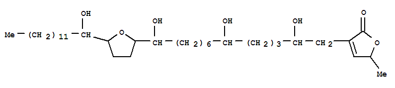 Molecular Structure of 155969-84-9 (2(5H)-Furanone,5-methyl-3-[2,6,13-trihydroxy-13-[tetrahydro-5-(1-hydroxytridecyl)-2-furanyl]tridecyl]-(9CI))