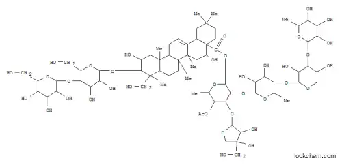 Molecular Structure of 156250-56-5 (Olean-12-en-28-oicacid, 3-[(4-O-b-D-glucopyranosyl-b-D-glucopyranosyl)oxy]-2,16,23-trihydroxy-,O-D-apio-b-D-furanosyl-(1®3)-O-[O-6-deoxy-a-L-mannopyranosyl-(1®3)-O-b-D-xylopyranosyl-(1®4)-6-deoxy-a-L-mannopyranosyl-(1®2)]-4-O-acetyl-6-deoxy-b-D-galactopyranosyl ester, (2b,3b,4a,16a)- (9CI))