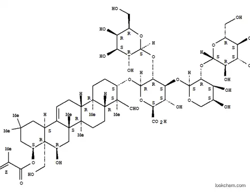 Molecular Structure of 156250-57-6 (b-D-Glucopyranosiduronic acid, (3b,4a,16a,22a)-16,28-dihydroxy-22-[[(2Z)-2-methyl-1-oxo-2-butenyl]oxy]-23-oxoolean-12-en-3-ylO-b-D-galactopyranosyl-(1®2)-O-[O-b-D-glucopyranosyl-(1®2)-a-L-arabinopyranosyl-(1®3)]- (9CI))