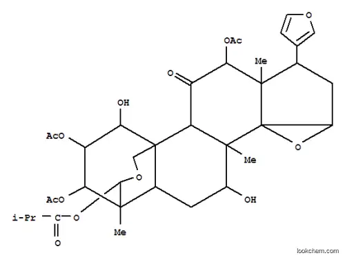 Molecular Structure of 156250-68-9 (24-Norchola-20,22-diene-4-carboxaldehyde,2,3,12-tris(acetyloxy)-14,15:21,23-diepoxy-1,7,19-trihydroxy-4,8-dimethyl-11-oxo-,cyclic 4,19-[2-methyl-1-oxopropyl (S)-acetal], (1a,2a,3a,4b,5a,7a,12a,13a,14b,15b,17a)- (9CI))