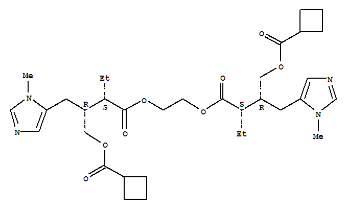 156589-30-9,ethane-1,2-diylbis{oxycarbonyl(2R,3S)-2-[(1-methyl-1H-imidazol-5-yl)methyl]pentane-3,1-diyl} dicyclobutanecarboxylate,