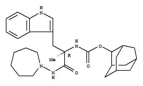 Molecular Structure of 156672-02-5 (Carbamic acid,[2-[(hexahydro-1H-azepin-1-yl)amino]-1-(1H-indol-3-ylmethyl)-1-methyl-2-oxoethyl]-,tricyclo[3.3.1.13,7]dec-2-yl ester, (R)- (9CI))