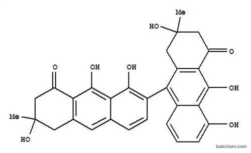 Molecular Structure of 156768-16-0 ([2,9'-Bianthracene]-4',8(1'H,5H)-dione,2',3',6,7-tetrahydro-1,2',5',6,9,10'-hexahydroxy-2',6-dimethyl-, (2S,2'S,6R)-(9CI))