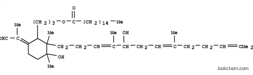 Molecular Structure of 156848-65-6 (Hexadecanoic acid,3-[3-hydroxy-2-(5-hydroxy-4,8,12-trimethyl-3,7,11-tridecatrienyl)-2,3-dimethyl-6-(1-methyl-2-oxoethylidene)cyclohexyl]propylester (9CI))