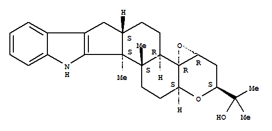 Molecular Structure of 156967-67-8 (2H,6H-Oxireno[4',4'a]-1-benzopyrano[5',6':6,7]indeno[1,2-b]indole-2-methanol,3,3a,4b,5,6a,7,12,12b,12c,13,14,14a-dodecahydro-a,a,12b,12c-tetramethyl-, (2S,3aR,4aR,4bR,6aS,12bS,12cS,14aS)- (9CI))