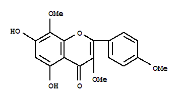 Molecular Structure of 1570-09-8 (4H-1-Benzopyran-4-one,5,7-dihydroxy-3,8-dimethoxy-2-(4-methoxyphenyl)-)