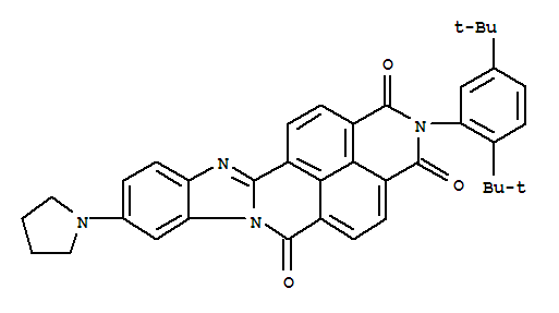 157160-25-3,Benzimidazo[2,1-b]benzo[lmn][3,8]phenanthroline-1,3,6(2H)-trione,2-[2,5-bis(1,1-dimethylethyl)phenyl]-9-(1-pyrrolidinyl)-,SY 215