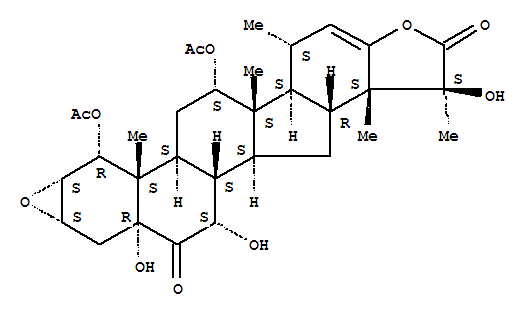Molecular Structure of 157458-64-5 (16,24-Cycloergost-22-en-26-oicacid, 1,12-bis(acetyloxy)-2,3-epoxy-5,7,23,25-tetrahydroxy-6-oxo-, g-lactone, (1a,2a,3a,5a,7a,12a,16b,25S)- (9CI))