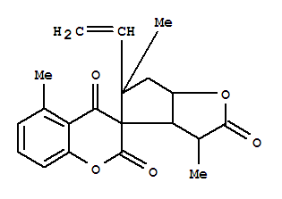 Molecular Structure of 158204-54-7 (Spiro[2H-1-benzopyran-3(4H),4'-[4H]cyclopenta[b]furan]-2,2',4(3'H)-trione,5'-ethenyl-3'a,5',6',6'a-tetrahydro-3',5,5'-trimethyl-, (3R,3'S,3'aS,5'R,6'aR)-(9CI))