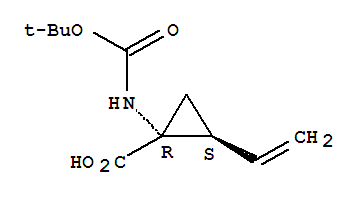 Molecular Structure of 159622-10-3 (Cyclopropanecarboxylicacid, 1-[[(1,1-dimethylethoxy)carbonyl]amino]-2-ethenyl-, (1R,2S)-)