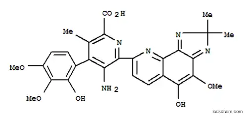 Molecular Structure of 15964-31-5 (5-Amino-4-(2-hydroxy-3,4-dimethoxyphenyl)-6-(5-hydroxy-4-methoxy-2,2-dimethyl-2H-imidazo[4,5-h]quinolin-8-yl)-3-methyl-2-pyridinecarboxylic acid)