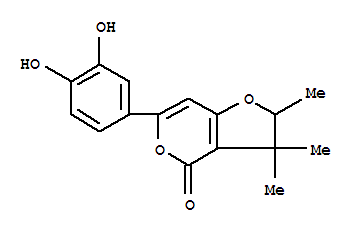 Molecular Structure of 159650-12-1 (4H-Furo[3,2-c]pyran-4-one,6-(3,4-dihydroxyphenyl)-2,3-dihydro-2,3,3-trimethyl- (9CI))