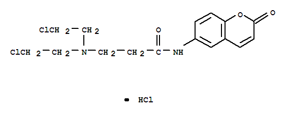 Propanamide,3-[bis(2-chloroethyl)amino]-N-(2-oxo-2H-1-benzopyran-6-yl)-, hydrochloride(1:1)