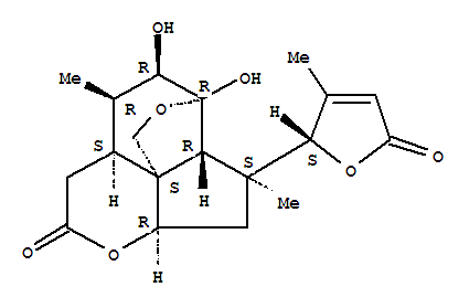 Molecular Structure of 159903-52-3 (3,9-Ethano-1H,3H,7H-furo[3',4':2,3]cyclopenta[1,2-b]pyran-7-one,4-[(2S)-2,5-dihydro-3-methyl-5-oxo-2-furanyl]hexahydro-3,11-dihydroxy-4,10-dimethyl-,(3R,3aR,4S,5aR,9S,9aS,10R,11R)- (9CI))