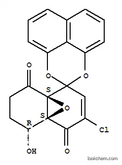 Molecular Structure of 159933-96-7 (Spiro[4a,8a-epoxynaphthalene-1(4H),2'-naphtho[1,8-de][1,3]dioxin]-4,8(5H)-dione,3-chloro-6,7-dihydro-5-hydroxy-, (4aR,5S,8aR)-rel- (9CI))