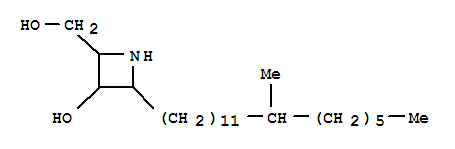 Molecular Structure of 160098-77-1 (2-Azetidinemethanol,3-hydroxy-4-(12-methyloctadecyl)- (9CI))