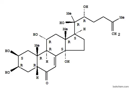 Molecular Structure of 160262-51-1 (Cholesta-7,25-dien-6-one,2,3,11,14,20,22-hexahydroxy-, (2b,3b,5b,11a,22R)-)