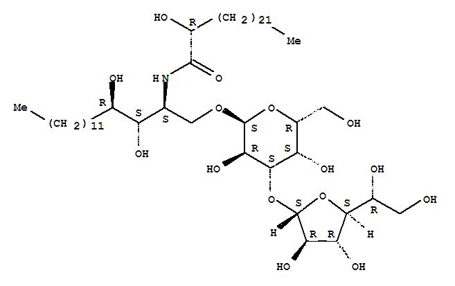 Molecular Structure of 160436-11-3 (Tetracosanamide,N-[(1S,2S,3R)-1-[[(3-O-b-D-galactofuranosyl-a-D-galactopyranosyl)oxy]methyl]-2,3-dihydroxypentadecyl]-2-hydroxy-, (2R)-)