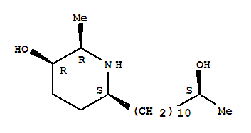 Molecular Structure of 16049-25-5 (2-Piperidineundecanol,5-hydroxy-a,6-dimethyl-, (aS,2S,5R,6R)-)