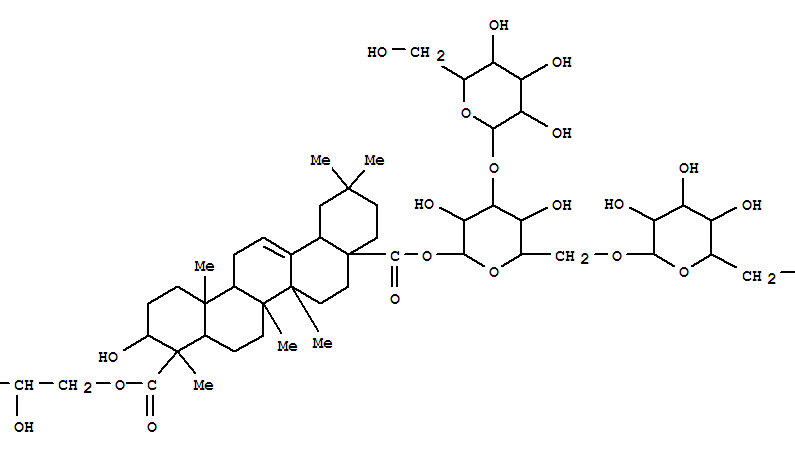 Molecular Structure of 160492-61-5 (Olean-12-ene-23,28-dioicacid, 3-hydroxy-, 28-(O-b-D-glucopyranosyl-(1®3)-O-[b-D-glucopyranosyl-(1®6)]-b-D-glucopyranosyl) 23-[(2S)-2-hydroxypropyl] ester, (3b,4a)- (9CI))