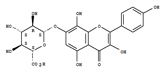 Molecular Structure of 160525-57-5 (b-D-Glucopyranosiduronic acid,3,5,8-trihydroxy-2-(4-hydroxyphenyl)-4-oxo-4H-1-benzopyran-7-yl)