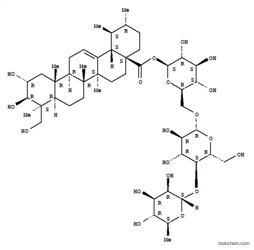 Molecular Structure of 160709-08-0 (Urs-12-en-28-oic acid,2,3,23-trihydroxy-, O-6-deoxy-a-L-mannopyranosyl-(1®4)-O-b-D-glucopyranosyl-(1®6)-b-D-glucopyranosyl ester, (2a,3b,4b)- (9CI))