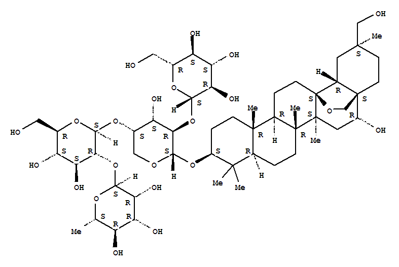a-L-Arabinopyranoside, (3b,16a,20b)-13,28-epoxy-16,29-dihydroxyoleanan-3-yl O-6-deoxy-a-L-mannopyranosyl-(1®2)-O-b-D-glucopyranosyl-(1®4)-O-[b-D-glucopyranosyl-(1®2)]-