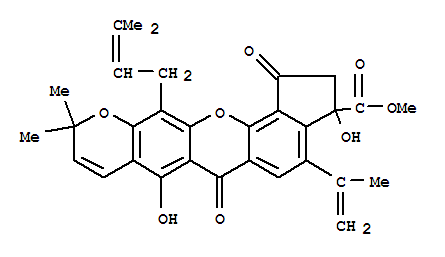 161017-00-1,10H-Cyclopenta[h]pyrano[3,2-b]xanthene-3-carboxylicacid,1,2,3,6-tetrahydro-3,7-dihydroxy-10,10-dimethyl-12-(3-methyl-2-butenyl)-4-(1-methylethenyl)-1,6-dioxo-,methyl ester (9CI),Artonin Q