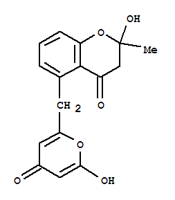 161044-10-6,4H-1-Benzopyran-4-one,2,3-dihydro-2-hydroxy-5-[(6-hydroxy-4-oxo-4H-pyran-2-yl)methyl]-2-methyl- (9CI),SEK 34