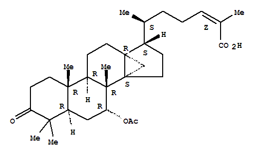 Molecular Structure of 161099-36-1 (13,30-Cyclodammar-24-en-26-oicacid, 7-(acetyloxy)-3-oxo-, (7a,17a,20S,24Z)- (9CI))