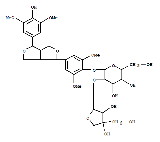 Molecular Structure of 161104-16-1 (b-D-Glucopyranoside,4-[(1R,3aS,4S,6aS)-4-(4-hydroxy-3,5-dimethoxyphenyl)tetrahydro-1H,3H-furo[3,4-c]furan-1-yl]-2,6-dimethoxyphenyl2-O-D-apio-b-D-furanosyl- (9CI))