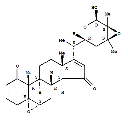Molecular Structure of 161407-76-7 (Ergosta-2,16-diene-1,15-dione,5,6:22,26:24,25-triepoxy-26-hydroxy-, (5a,6a,22R,24S,25S,26R)- (9CI))