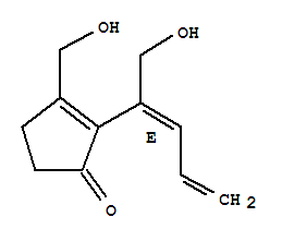 Molecular Structure of 161407-85-8 (2-Cyclopenten-1-one,3-(hydroxymethyl)-2-[(1E)-1-(hydroxymethyl)-1,3-butadien-1-yl]-)