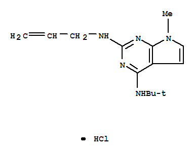 Molecular Structure of 161680-21-3 (7H-Pyrrolo[2,3-d]pyrimidine-2,4-diamine,N4-(1,1-dimethylethyl)-7-methyl-N2-2-propen-1-yl-, hydrochloride (1:1))