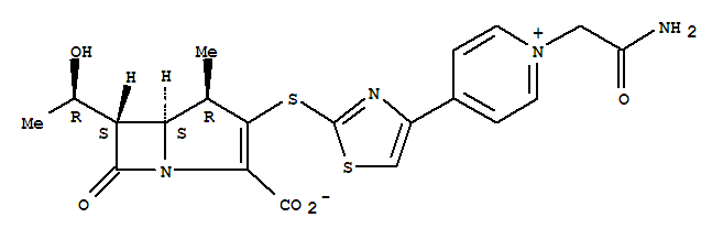 Molecular Structure of 161681-09-0 (Pyridinium,1-(2-amino-2-oxoethyl)-4-[2-[[(4R,5S,6S)-2-carboxy-6-[(1R)-1-hydroxyethyl]-4-methyl-7-oxo-1-azabicyclo[3.2.0]hept-2-en-3-yl]thio]-4-thiazolyl]-,inner salt)